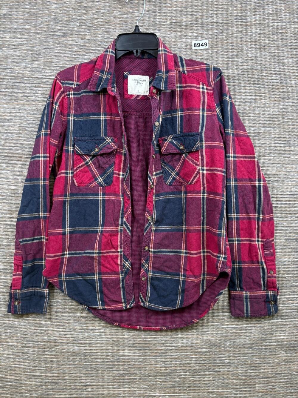 Abercrombie & Fitch Flannel Plaid Button Up Shirt Women’s Size S Red Blue Soft